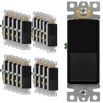 ENERLITES Matte Black 3-Way Decorator Paddle Light Switch, 15A, 20 Pack