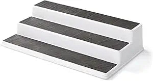Copco 3-Tier Spice Rack Organizer for Cabinet - 15 Inch Non-Skid Pantry Organizer and Storage Shelf for Spices, Canned Goods, Seasonings - White and Gray Kitchen Cabinet Organizer