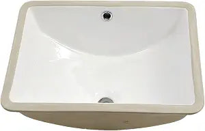 Undermount Bathroom Sink White 18"x14" Ceramic Overflow Basin
