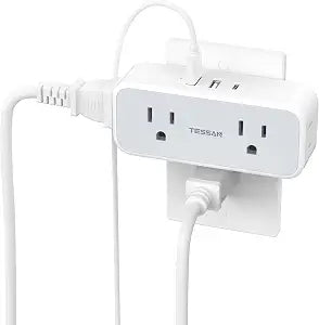 TESSAN Wall Outlet Extender, Multi Plug Mini Wall Expander, Grey