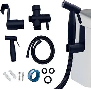 Handheld Toilet Bidet Sprayer for Toilet Bathroom Bidet Sprayer Set Jet Sprayer Spray Hoses Kit Cloth Diaper Spray for Baby and Feminine Wash - Black (Black)