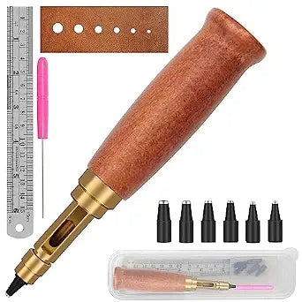 Japanese Screw Punch, Boyistar Wood Handle Belt Hole Puncher
