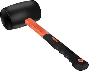 12 oz Rubber Mallet Hammer with Shock-absorbing Fibre Handle Soft Blow Tasks without Damage Double-Faced Soft Mallet for Camping, Flooring, Tent Stakes, Woodworking (12 oz)