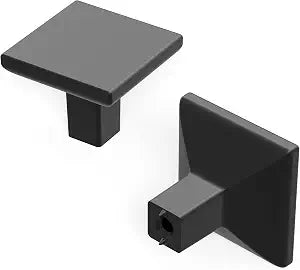 Hickory Hardware Solid Core Kitchen Cabinet Knobs, Luxury Cabinet and Dresser Knobs, Handle Pulls for Doors & Drawers, 1-1/4 Inch, Matte Black, Skylight Collection (Pack of 1)