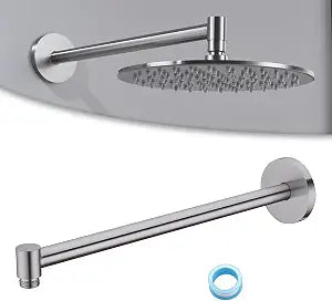 Wall Mounted Shower Arm 16 Inch Extension Pipe Shower Head Holder Stainless Steel for Bathroom Accessories Brushed Nickel,SW-91088-16BN.