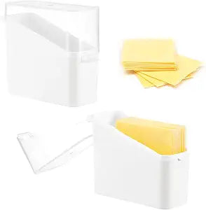 Sliced Cheese Container for Fridge, 2Pcs Clear Airtight Slice Holder Container for Slice Cheese Storage