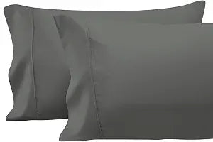 Pizuna 100% Cotton Queen Size Pillowcases 400 Thread Count Dark Grey