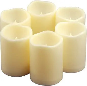 Outdoor Battery Operated Flameless LED Candles with Timer D3xH4 6 Pack