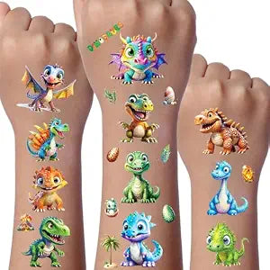 Dinosaur Temporary Tattoo for Kids,200+ Tattoo Stickers for Kids, Birthday Party Decorations Decor Favors Supplies Gifts Boys Girls Cute Fake Tattoo School Reward Themed