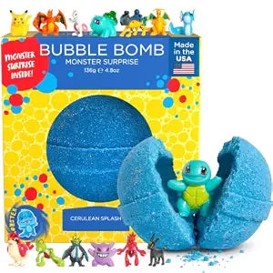 Poke Monster Bath Bomb for Kids with Surprise Toys Inside, 1 Pack