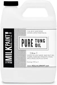 Real Milk Paint, Pure Tung Oil for Wood Finishing, Cutting Boards, Outdoor Furniture, Butcher Blocks, Wood Flooring, Food Grade, Waterproof, 32 oz
