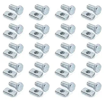 20 Pack Channel Nut and 1/2" x 1" Bolt for All 1-5/8" Strut Channel