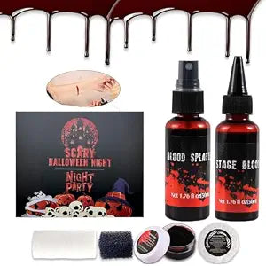 6PCS Halloween Fake Blood Makeup Kit, Face Paint Wounds, Zombie, Red
