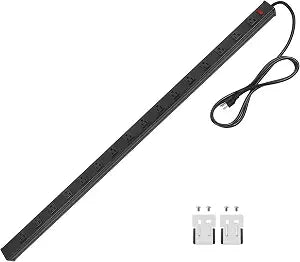 CCCEI Long Heavy Duty Metal Power Strip, 16 Outlet Large Industrial Multi Wide Strip for Garage Workshop, Extension Cord with Multiple Outlets, 15A, 125V, 1875W. 4 FT, Black.
