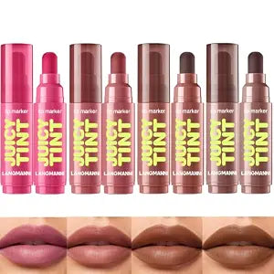 LANGMANNI Lip Tint Marker Lip Stain Pen 4 Pack,Nude Everyday Collection Kit