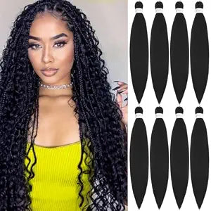 Braiding Hair Pre Stretched For Knotless Crochet Braids 26 Inch 8 Pack 1B#