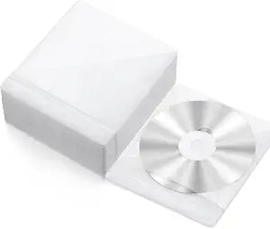 Harloon 100 Pack White Cd DVD Sleeves Envelopes Bulk Double Sided