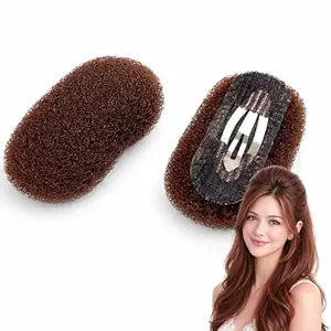 Hair Bump Clips for Volume, 2 Pack Black Brown Beige Hair Bumps for Volume Insert, Bump It Hair Accessory for Natural Lift, Plastic Bumpits (Brown)