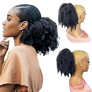 VAVANGA Short Marley Hair Drawstring Ponytail - Natural Black 12"