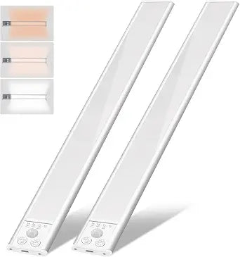 Under Cabinet Lighting Wireless, 60-LED Dimmable Motion Sensor Light Indoor, 12 inch 2000mAh Rechargeable Cabinet Lights, 3 Color Under Counter Lights for Kitchen (2 Packs)