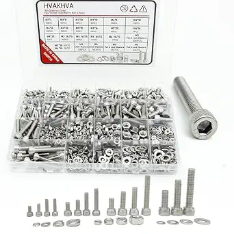 1160Pcs M3/M4/M5/M6 Hex Socket Bolt Kit,304 SS Metric Screws Assortment