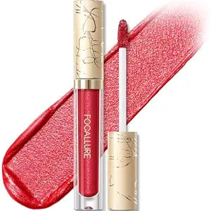 FOCALLURE Metallic Liquid Lipstick,Non Stick Cup Lip Gloss,High Impact Lip Color with Transfer-proof Wear,Long Lasting & Waterproof Lipstick Makeup for Women,RD04 HOLLYWOOD