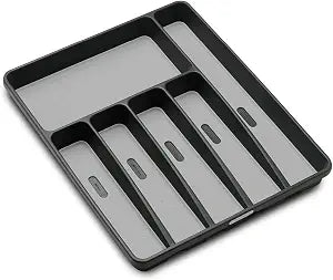 madesmart Classic 6 Compartment Silverware Tray, Granite