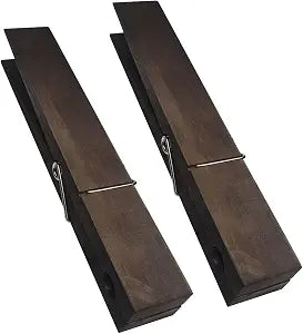 Wood Towel Hooks for Bathroom, Farmhouse Bath Robe Towel Holder, Vintage Handmade Wooden Wall Mounted Towel Racks for Kitchen Home Storage Decor (Dark Coffee, L)