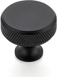 Ravinte Matte Black Kitchen Cabinet Knobs,Round Knurled Pulls,25 Pack