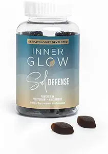Inner Glow Sol Defense Gummies ��� Dermatologist & Plastic Surgeon-Formulated Skin Resilience Vitamin Supplement with Polypodium Leucotomos & Niacinamide, Passion Fruit Flavor, 60 Sugar-Free Gummies