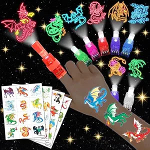 Dragon Party Favors, 72 PCS Set (48 Tattoos & 24 LED Lights)
