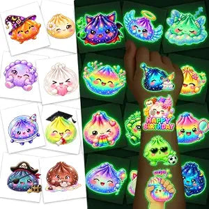 120PCS Dumpling Squishy Temporary Tattoos Party Favors Birthday Decorations
