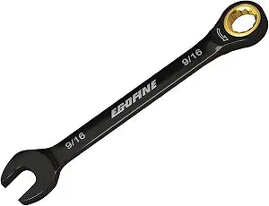 Egofine 9/16 Ratchet Wrench, 9/16 Wrench Ratcheting Combination Wrenches SAE, Industrial Grade Gear Spanner with 12 Point Box End, 72-Teeth Ratchet Black Electrophoretic Coating,CR-V