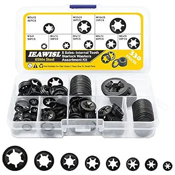 330 PCS Internal Tooth Starlock Washers, M3-M12, Quick Speed Lock