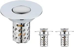 Fast Bathroom Sink Drain Strainer Steel 304 Stainless & Brass Core Shower Drain Hair Catcher High Spring Kitchen Sink Stopper, Proof Drain Filter for 1.1-1.5 Drain 2 pcsa2