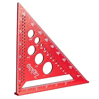 7 Inch Carpenter Square, Aluminum Rafter Square Metal Framing Square, Wood Working Squares Tool for Woodworking & Construction Building Projects, Red