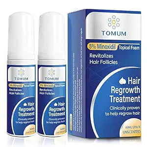 5% Minoxidil Foam for Men and Women: Hair Regrowth, Fast-Absorbing Lightweight Minoxidil Treatment for Thinning Hair, Receding Hairline & Balding, Non-Greasy Unscented Hair Growth Foam