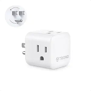 TROND Multi Wall Outlet Extender - Sideways Plug Adapter with 3 Sockets