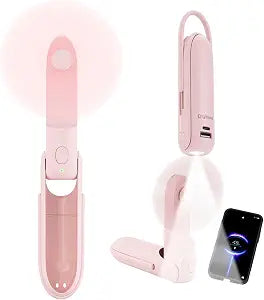Digibond Handheld Fan, USB Port 6 IN 1 Portable Fan with 3 Speed - Pink