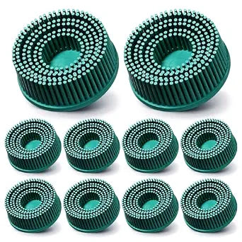 10 Pcs 2 Inch Bristle Disc Grit 50# Green Abrasive Bristle Disks
