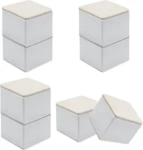 Muretnze 8 Pcs White Self-Adhesive Furniture Bed Risers, Square Heavy Duty Carbon Steel Table Sofa Risers Adds 50mm Height with Felt Pad