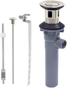 Pop-Up Sink Drain Stopper with Lift Rod and Overflow, Brushed Nickel