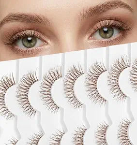 7 Pairs Brown Lashes, Brown Lash Strips Natural Look Cat Eye