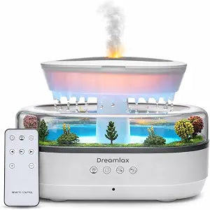 Dreamlax Rain Humidifiers for Bedroom  Cool Mist Essential Oil Diffuser, White Noise Machine with 10 Nature Sounds, 7 LED Lights, Remote Control & Decorative Raindrop Lamp