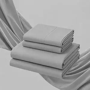 Queen Sheet Set Naturally Crinkled 16" Deep Pocket Light Gray