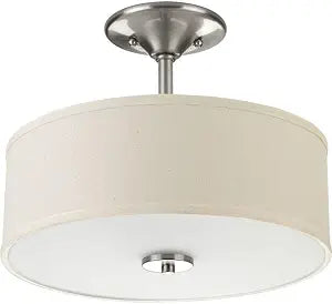 Progress Lighting Inspire 2-Light Linen Semi-Flush Light, Brushed Nickel