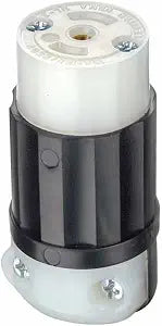 Leviton Mini Locking Connector, NEMA 15 Amp, 125/250 Volt, Industrial Grade, ML3R, Black & White