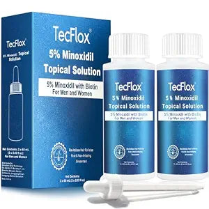 Tecflox 5% Minoxidil for Men & Women Hair & Beard Growth Serum, 4.06 fl oz