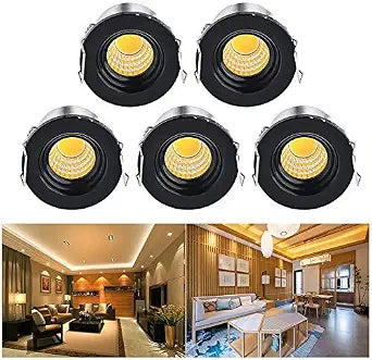 5Pack 3W Mini Recessed LED Lights Cabinet Lights 1 inch LED Light AC 110V