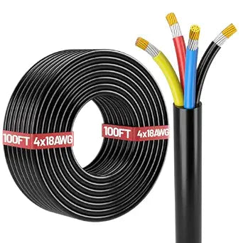 Energeaster 100FT 18 Gauge Wire, 4 Conductor Electrical Stranded PVC Cord